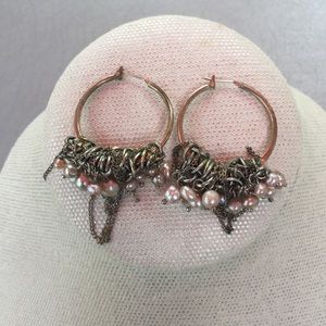 Statement Hoop Earring w/ chain and pear details